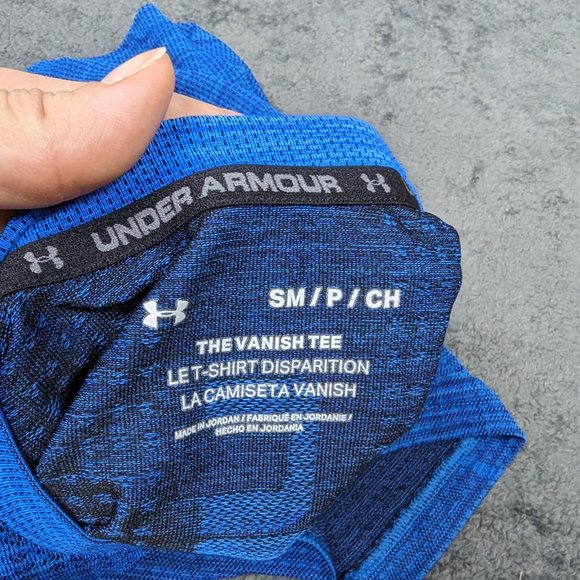 Under Armour Shirt Men Small Blue Lightweight Vanish Tee Short Sleeve Pullover - Picture 9 of 16